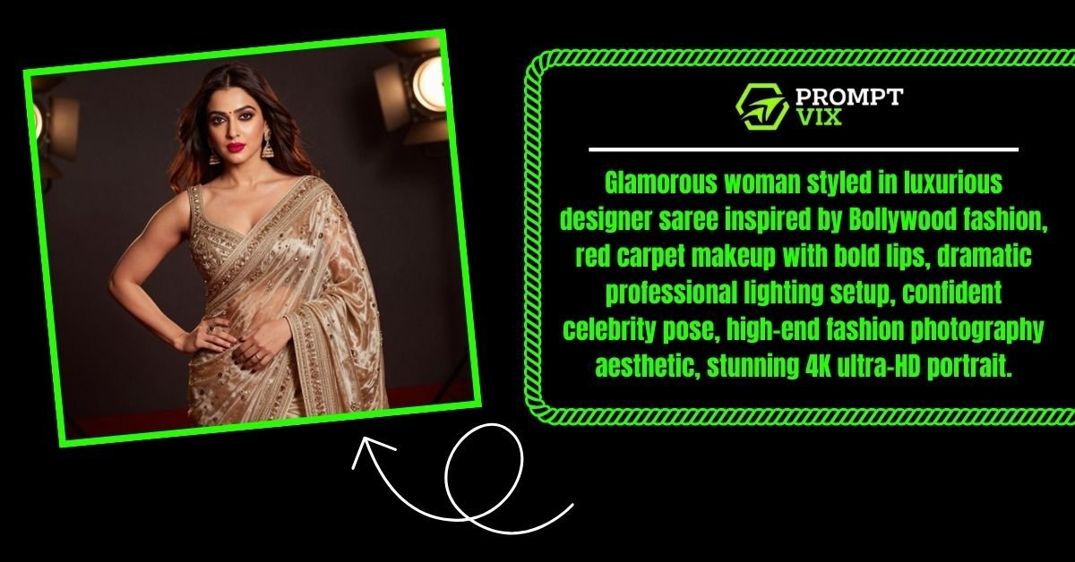 Celebrity Inspired Saree Portrait Prompt