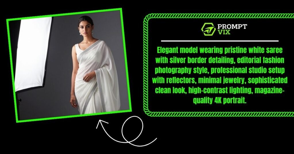 Classic White Saree Editorial Shot