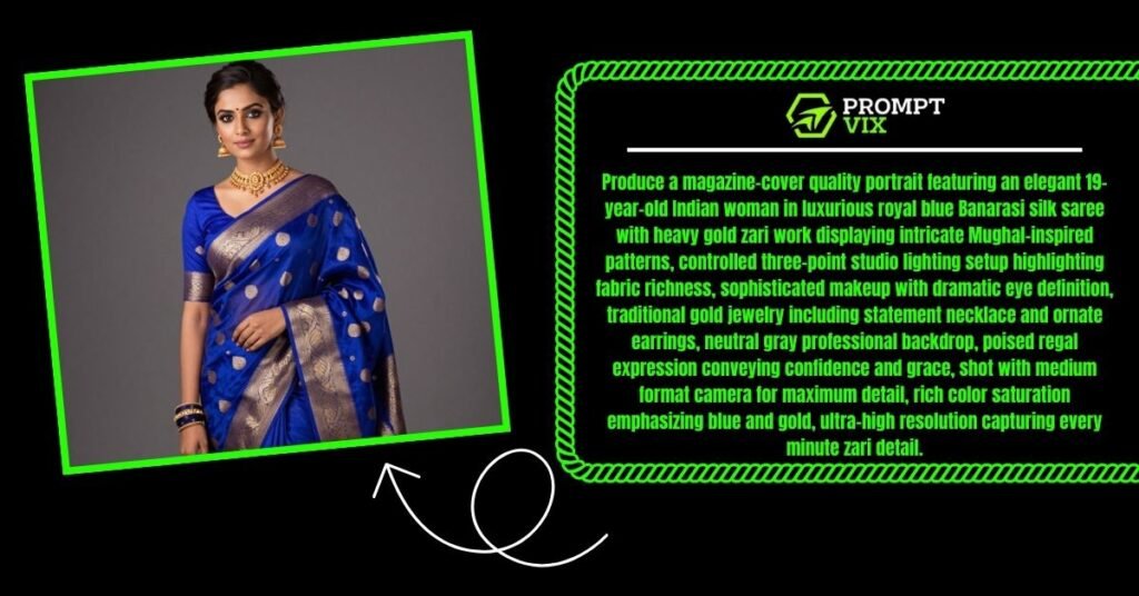 Royal Blue Banarasi Saree Studio Shot