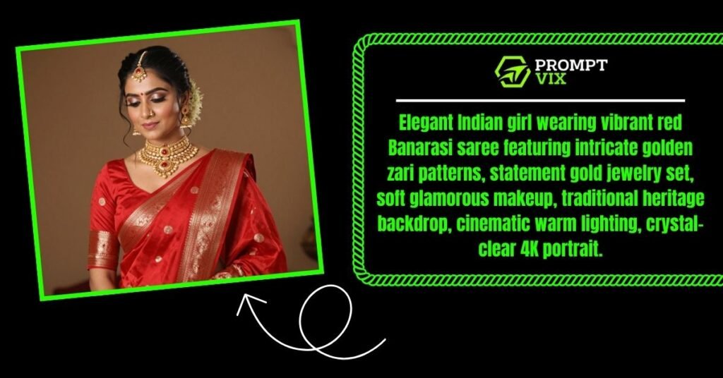 Traditional Red Banarasi Saree Prompt