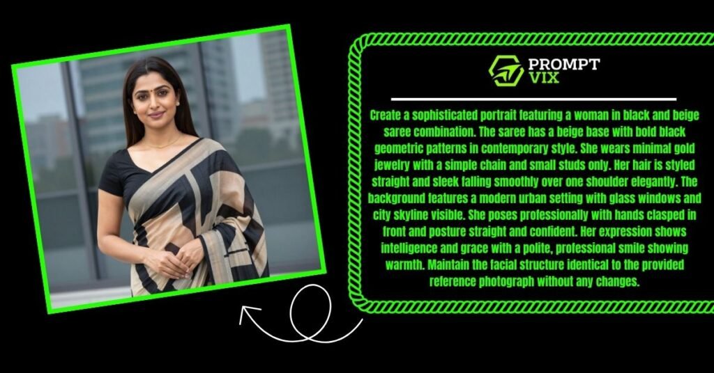 Black and Beige Elegant Saree