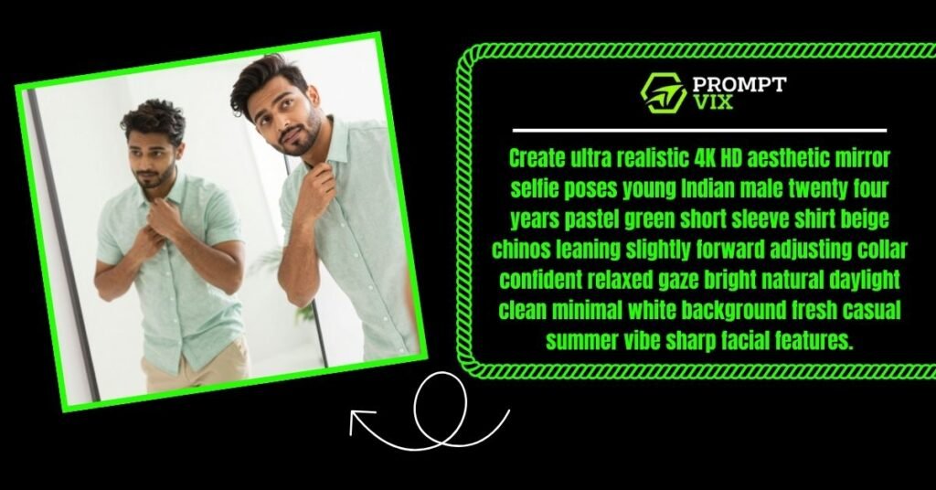 Casual Pastel Shirt Mirror Selfie