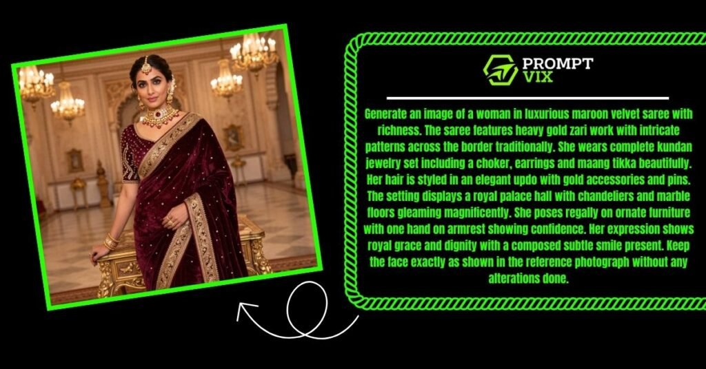 Maroon Velvet Saree with Zari