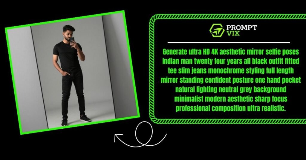 Monochrome Outfit Aesthetic Mirror Selfie Pose