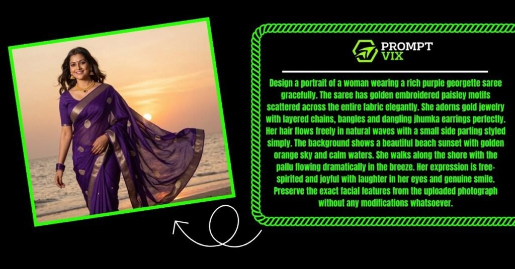 Purple Saree with Flowing Pallu