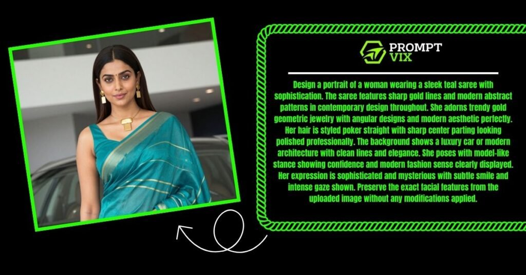 Teal and Gold Sleek Saree