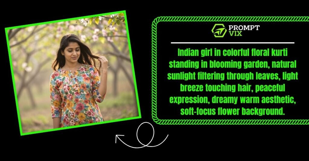 Indian Girl in Floral Kurti: Garden Mood