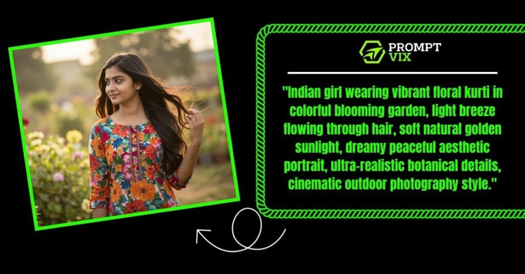 Indian Girl in Floral Kurti: Garden Mood