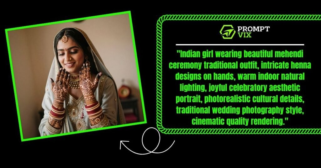 Indian Girl in Traditional Mehendi Outfit