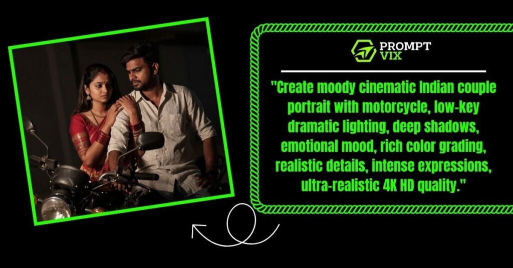 Moody Cinematic Bike Couple Portrait