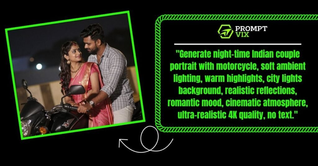 Night Light Motorcycle Couple Portrait