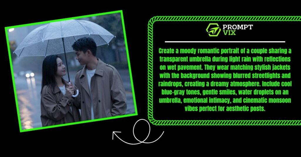 Rainy Mood Romance: Umbrella Couple Photo