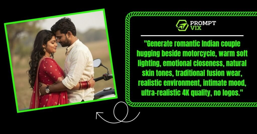 Romantic Hug with Motorcycle