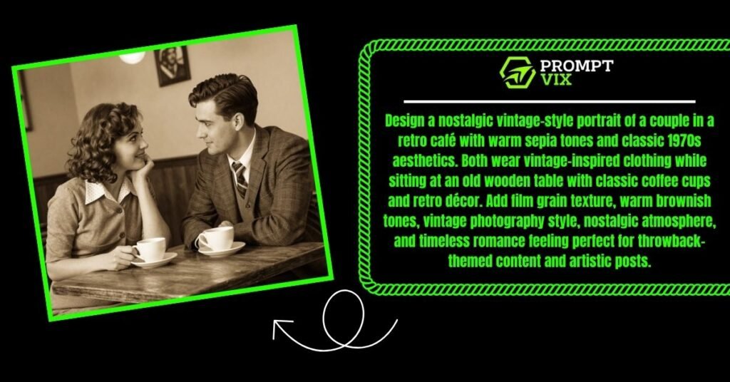 Vintage Retro Café Couple Portrait