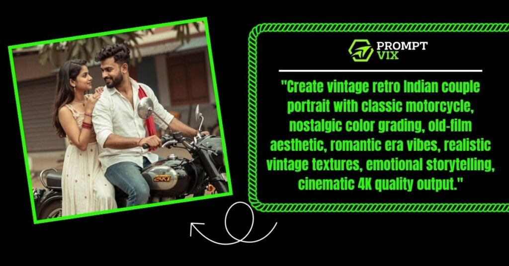 Vintage Retro Motorcycle Love Story Shot