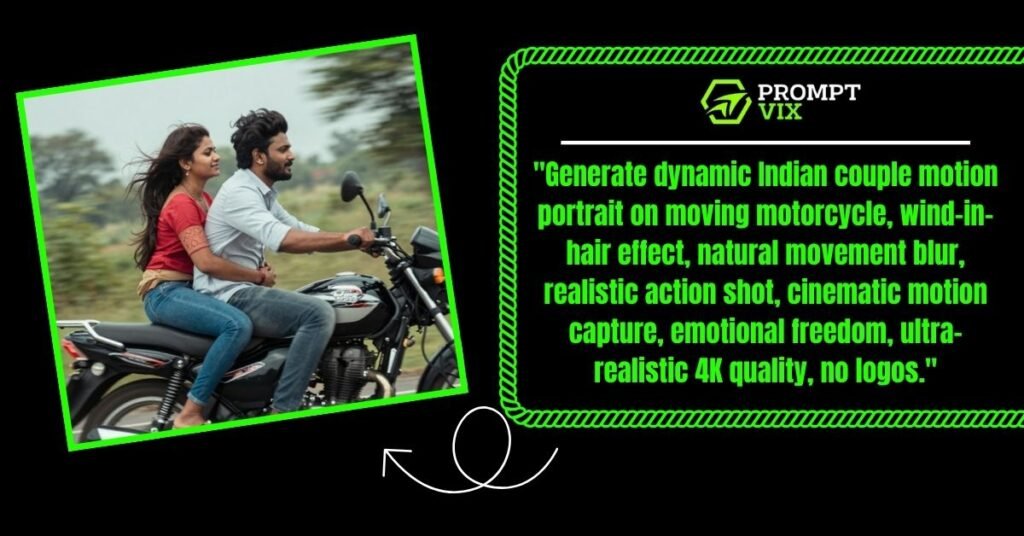 Wind-in-Hair Motion Bike Couple Portrait