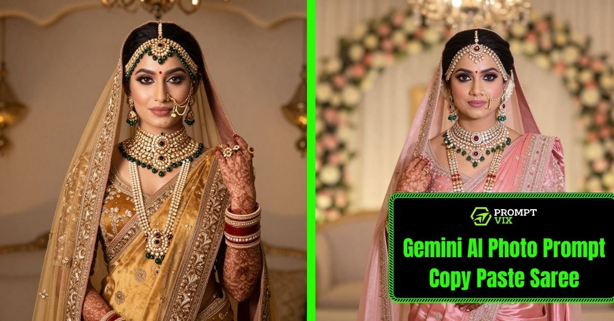 Gemini AI Photo Prompt Copy Paste Saree Look: Beautiful Indian Portrait Prompts
