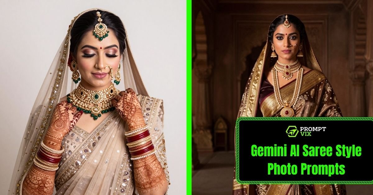 Gemini AI Saree Style Photo Prompts: Classic Indian Woman Portrait Copy Paste
